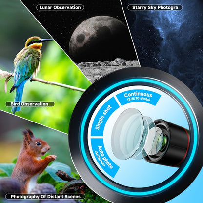 Smart Telescope, Professional Refractor Auto-focus Portable Digital Electronic Telescopes with 4K Astrophotography Camera, Internal And External Dual Screens Spotter for Adults and Beginners Astronomy