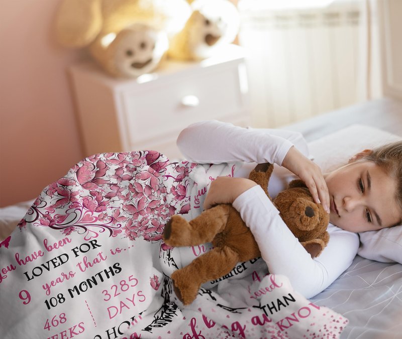 Mubpean Gifts for 9 Year Old Girls Blanket 60"x50", 9-Year-Old Girl Gifts, Birthday Gift Ideas, 9th Birthday Gifts for Girls, Best Party Decoration for Age 9, Nine Years Old Present Throw Blankets