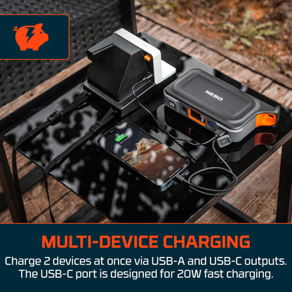 NEBO 3-in-1 Assist Jump Starter, Power Bank, and Floodlight, Portable Emergency Kit Car Jump Starter, and 200 Lumen Floodlight Keep You Prepared and Safe for Emergency Roadside Situations