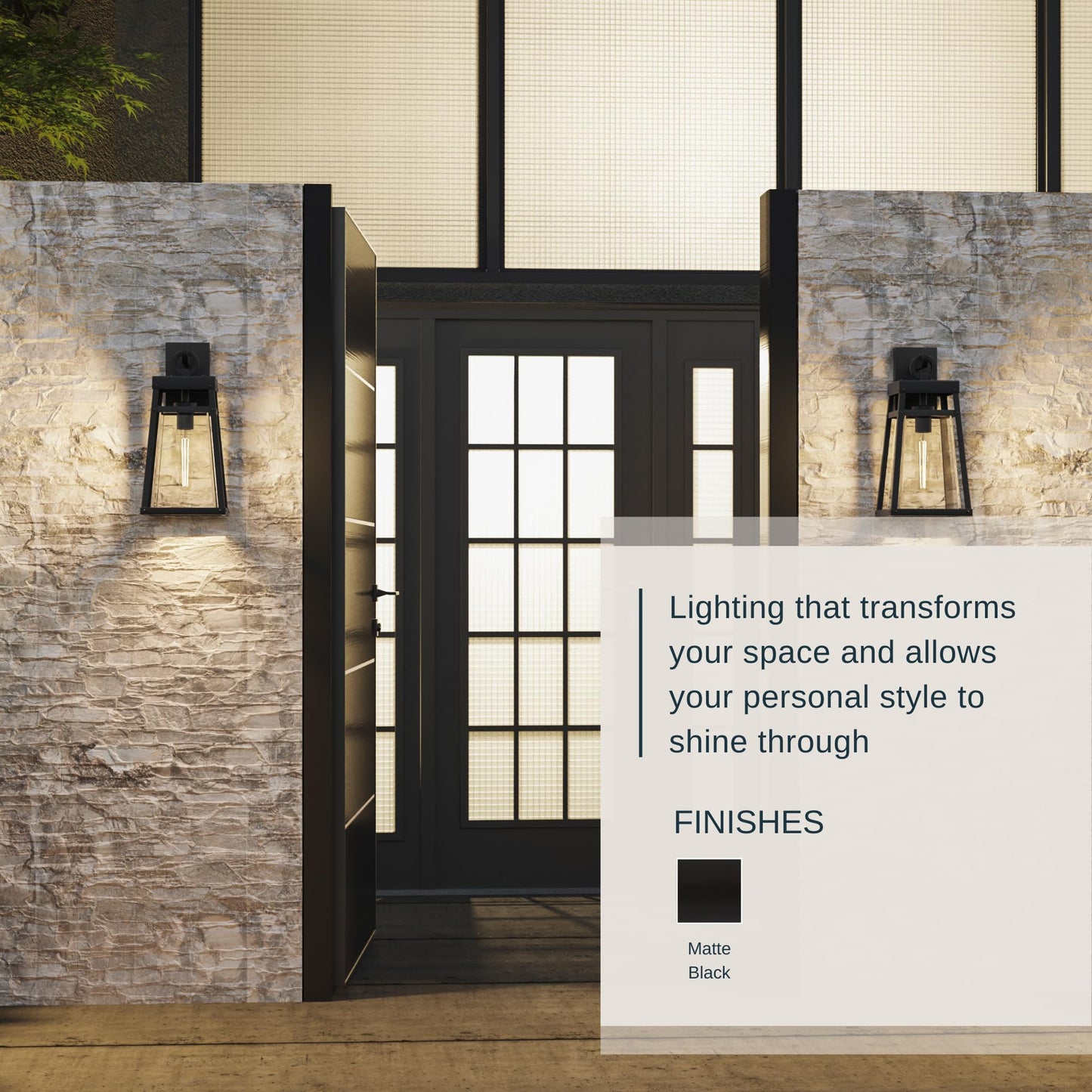 Quoizel Godfrey Outdoor Wall Lantern, Coastal Armour 17 Inch 1-Light Matte Black Transitional Wall Sconce, Clear Rain Glass, 100W, Decorative Outside Lights for Patio, Porch, Garage or Yard