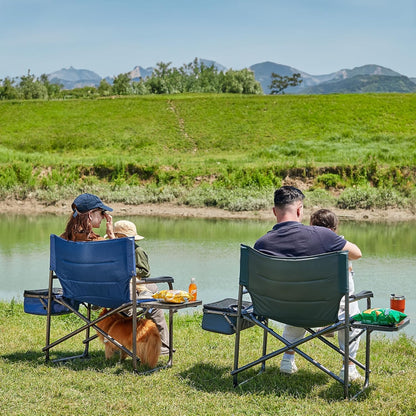 Timber Ridge XXL Oversized Directors Chair - Heavy Duty 600lbs Camping Chair with Cooler Bag & Table | Portable Grey Folding Chair for Tailgating & Outdoor Use