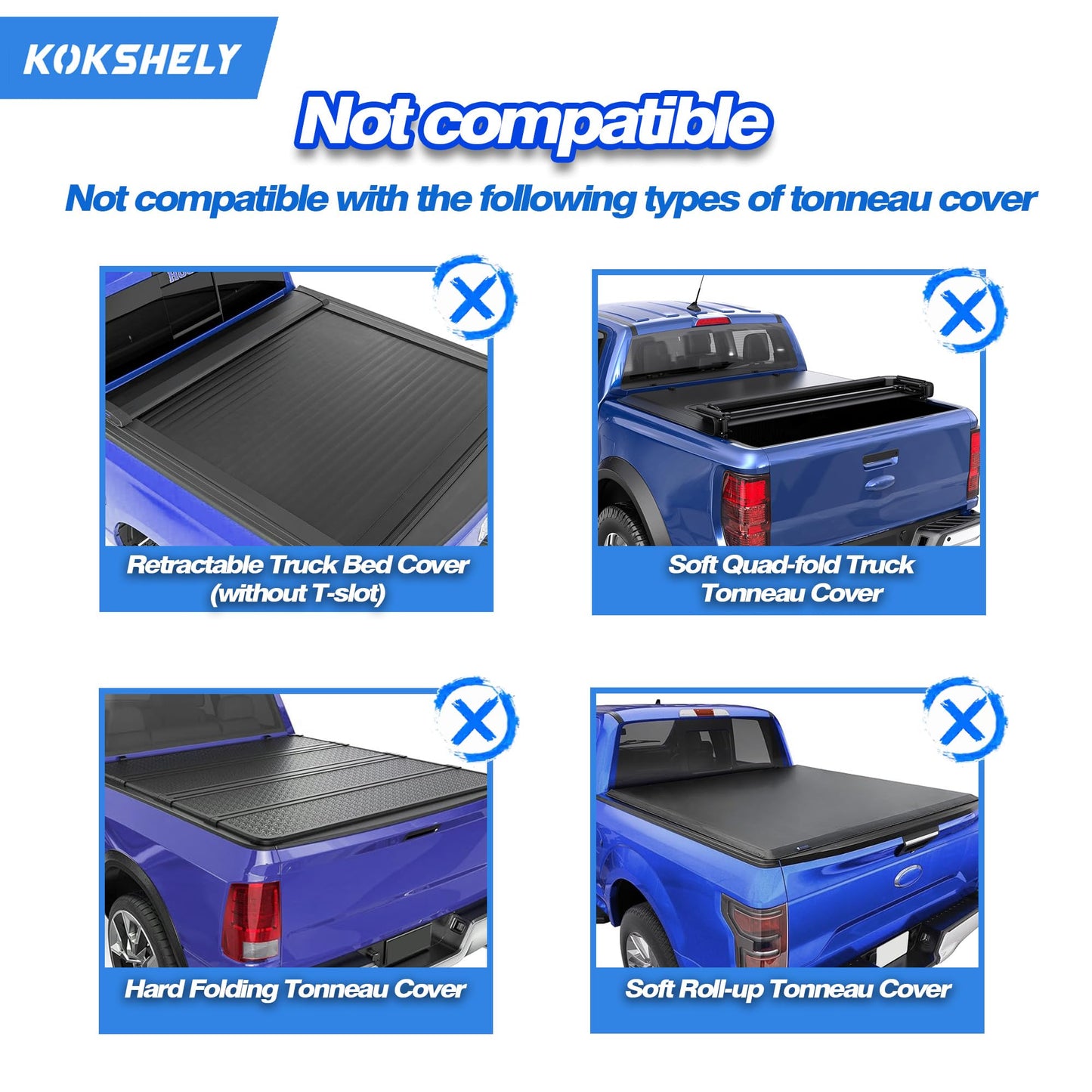 KOKSHELY 71.3’’ Adjustable Truck Bed Rack Cross Bars(2-Pack) for Full-Size Trucks, T-Slot Tonneau Cross Bars| Aluminum Cross Bar with Top Slide Mount | Compatible with Kayak Racks, Bike Racks & More