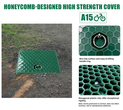 Natotela 2 Sets 12.5x12.5x14.3in Underground Splice Boxes W/Solid Inspection Cover Deep Enclosure Precast Pull Distribution Pit Access Electrical Junction Boxes Drillable Tapered Wiring Cable Box