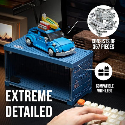 dOMOb VW Beetle Car Building Blocks Kit – 347 pcs Building Blocks Set w/Container Display Box – Modular Scale 1:32 Model – Bricks Toy for Kids &amp Adults 8+ – for Boys Hobbyist Collector