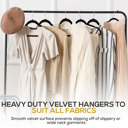 Techzoo 50 Pack New Premium Quality Velvet Hangers Ultra Thin Non Slip Adult Felt Space Saving Hangers for Closet Heavy Duty Coat Pants Jackets Dress Hangers 360° Swivel Hook Hold Upto 10 lbs Black