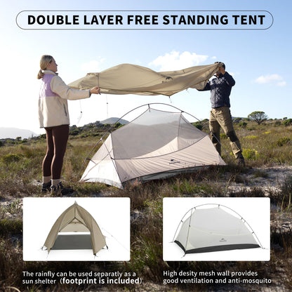 Naturehike Cloud up Pro 2 Person Tent, Double Layer Waterproof Two Person Tent,Ultralight 2 Person Backpacking Tent with Footprint