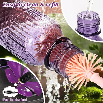 FEED GARDEN Glass Hummingbird Feeder - 16 oz Outdoor Feeder with Bee-Proof Ports & Easy Clean Design | Purple
