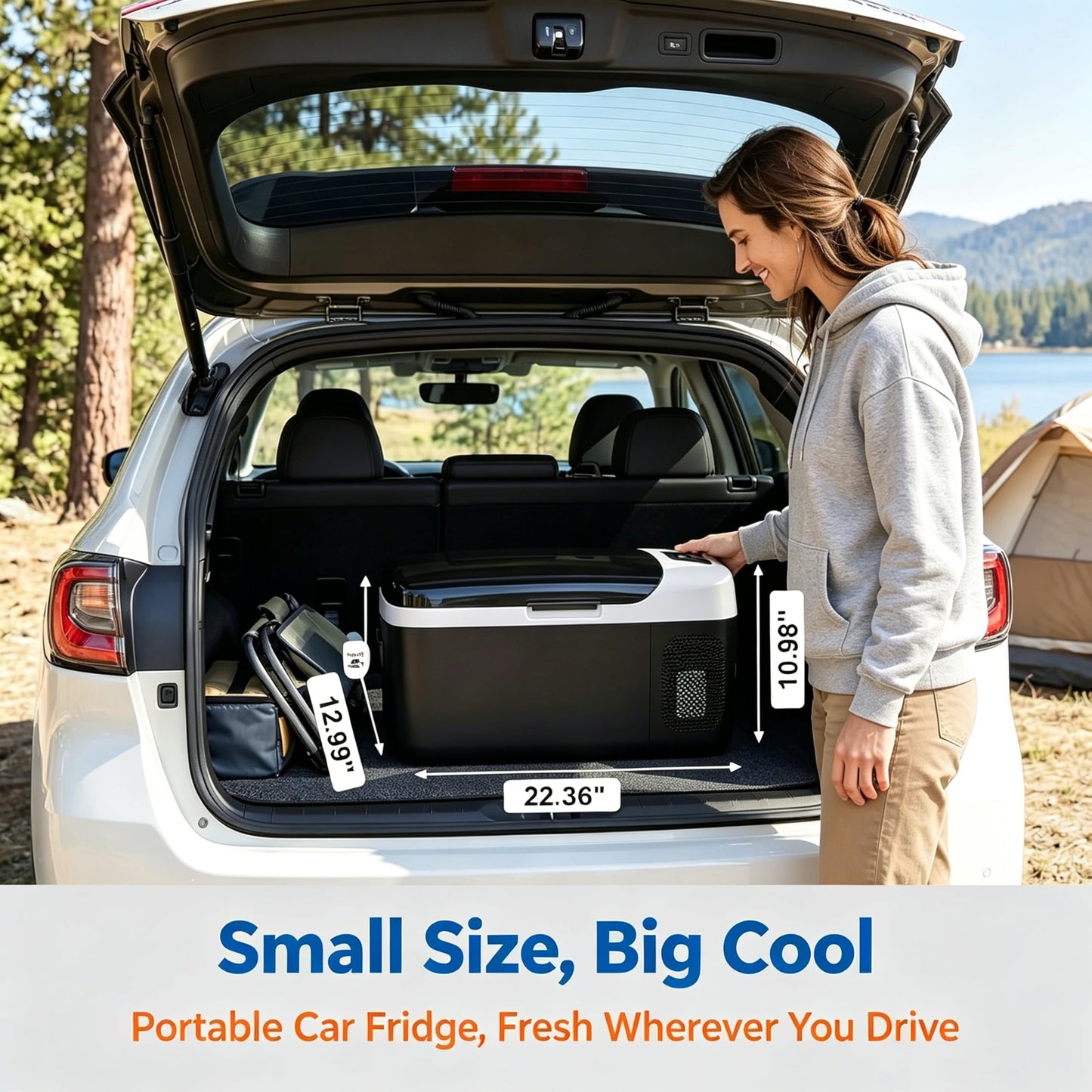 Simple Deluxe 12 Volt Refrigerator, 17QT Single Zone Electric Cooler, Car Fridge -4℉-68℉, Portable Refrigerator 12/24V DC 100-240V AC, Portable Freezer for Travel RV Camping Boat Home