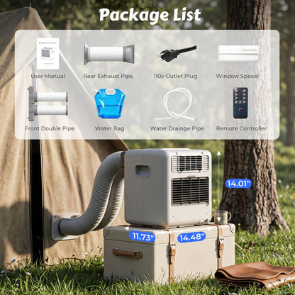 Disaenvir Tent Air Conditioner - Portable Air Conditioner 3300BTU, Compact Air Cooler AC Unit, 24 Hours Timer, Safety Lock, 3 Modes for Tent, Camping, RV, Truck, 110v Plug in, No Battery (White)