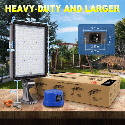 Tomourd 2 Pack 480W LED Parking Lot Light 72000LM Shoe Box Street Light with Dusk to Dawn Photocell, 5000K IP65 Waterproof Adjustable Wall Mount, Commercial Flood Light for Large Area, 110-277V