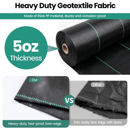 Driveway Fabric 13x120FT, 5OZ Commercial Weed Barrier Fabric Heavy Duty Landscape Fabric, Weed Blocker Fabric, Weed Fabric for Garden Weed Barrier, Erosion Control, Road Construction Project