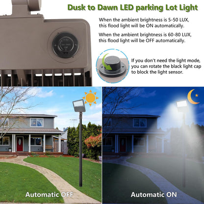 WHLED 2PACK 150W LED Parking Lot Light with Dusk to Dawn Photocell, Slipfitter Mount and Wall Mount Commercial Outdoor Lighting, 100-277V 21000LM 5000K, ETL Commercial LED Security Flood Lights