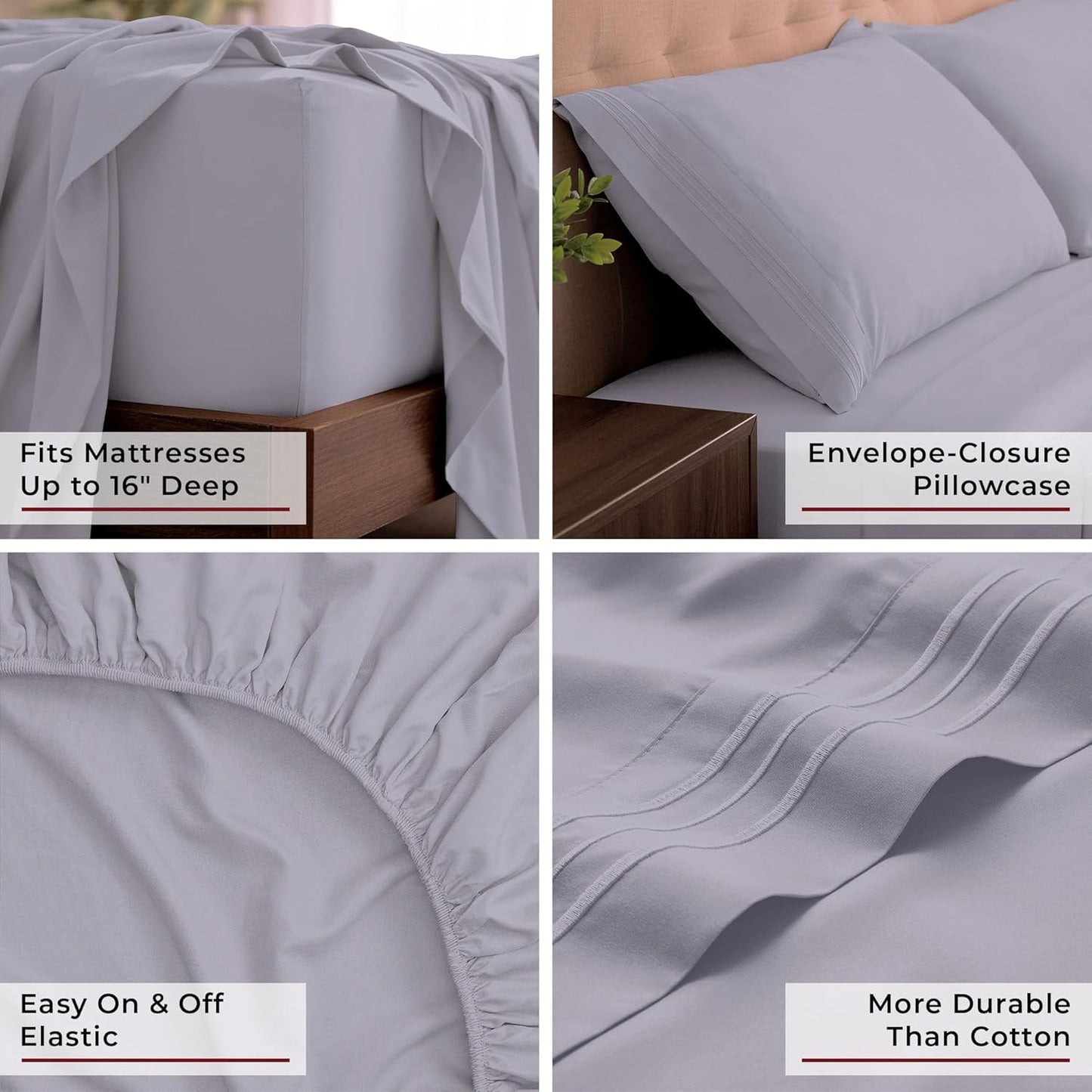 Mellanni California King Sheets Set - 4 PC Luxury Bedding | Extra Soft, Cooling, Wrinkle-Resistant (Cal King, Lavender)