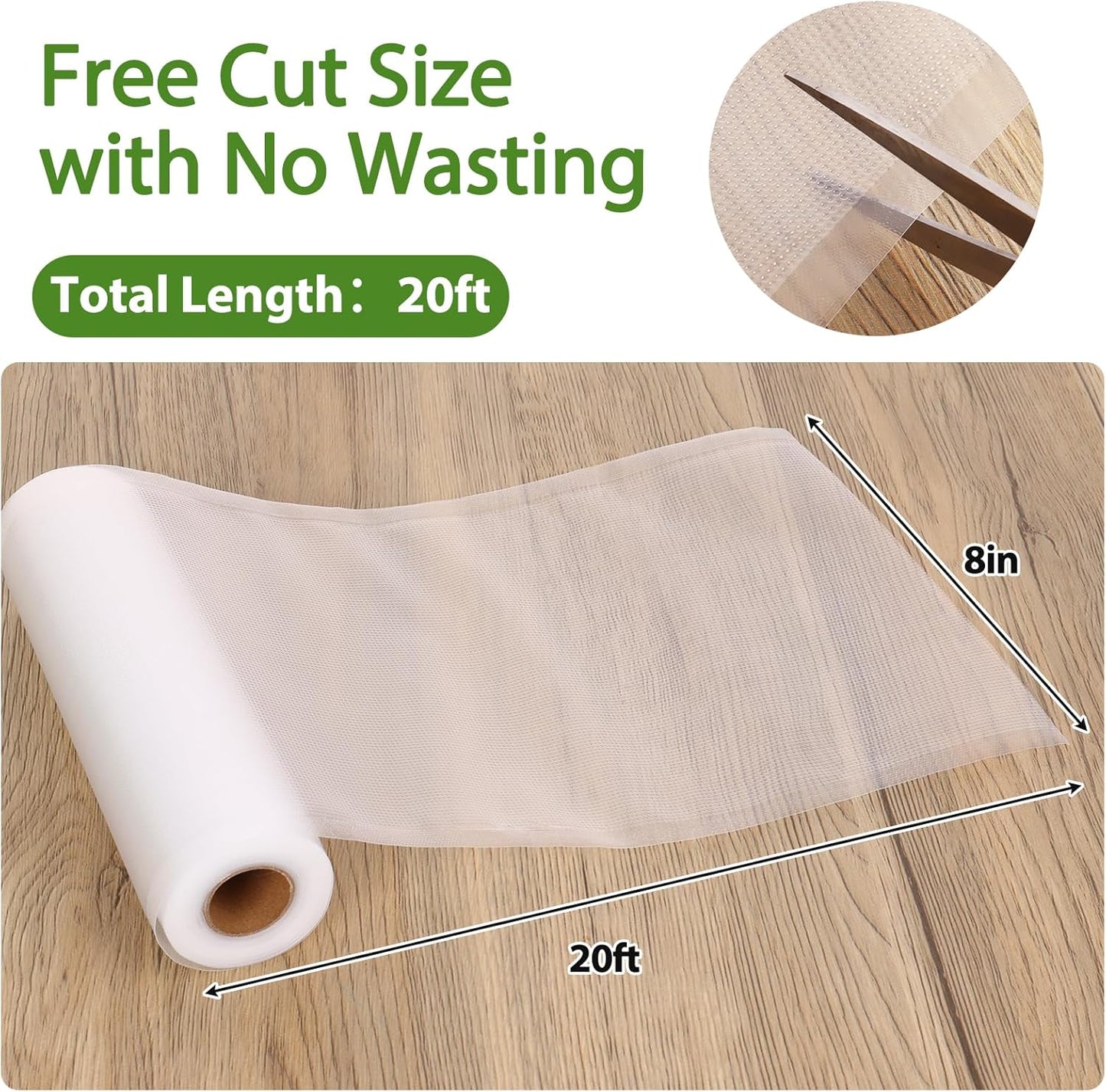 Moretoes Vacuum Sealer Bags - 6 Rolls 8" x 20' BPA-Free Food Storage Bags for Sous Vide & Meal Prep