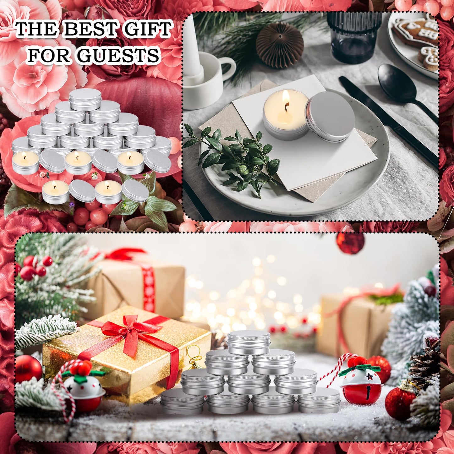 MTLEE 50 Pcs Wedding Scented Candles Gift Travel Tin Candle Aromatherapy Candle for Christmas Winter Baby Shower Favors Wedding Gifts