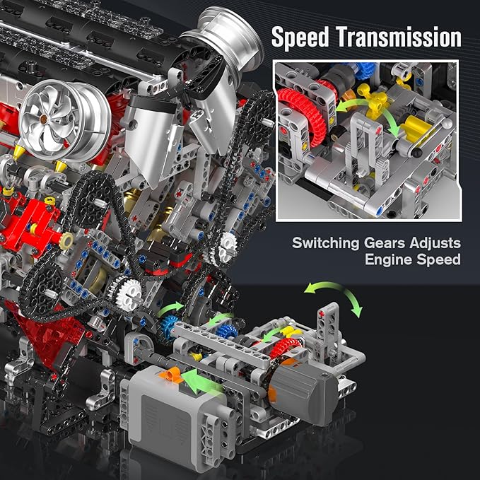 Mould King 10130 V8 Engine Model kit that Runs Build Your Own Cars Combustion Battery/Motor Blocks Sets STEM Toy Gift for Adults 14+ Teens Engineering Toys for Display Collection(2718 Pcs)