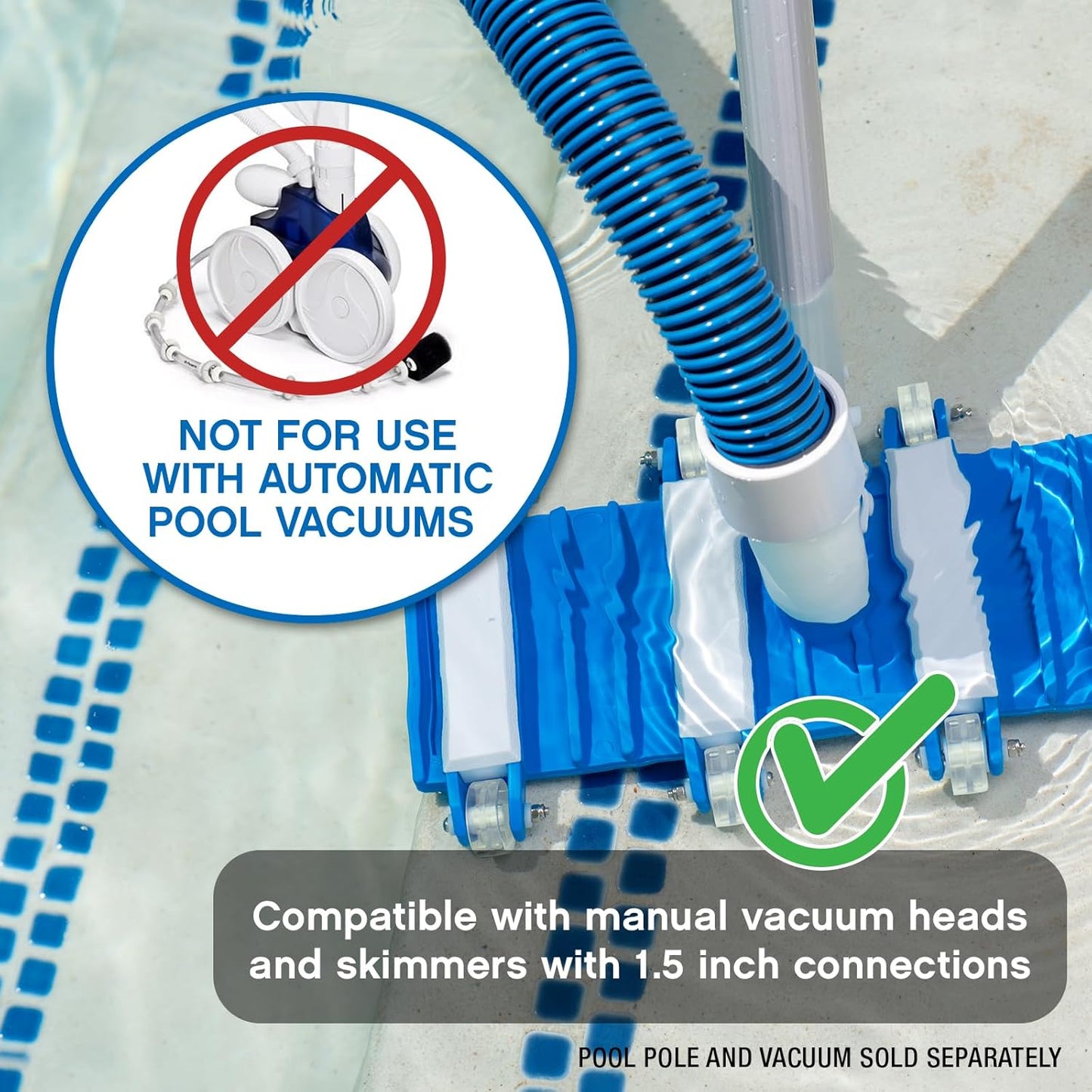 Poolmaster Manual Pool Vacuum Hose - 30 Ft Kink-Free Heavy Duty Cleaner for Inground & Above Ground Pools