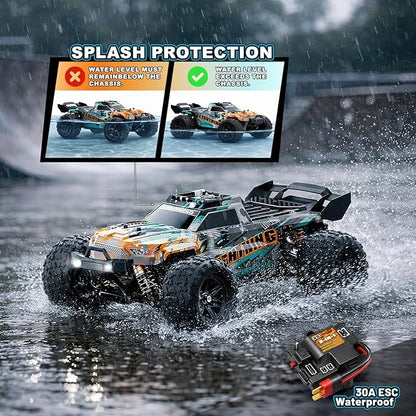 RC Cars 1:18 4WD High Speed Off-Road RC Truck 40 KM/H Remote Control Car with Waterproof ESC 2 Rechargeable 7.4V 1300mAh Batteries Dual Body Shells for Adults &amp Kids Great Gifts for Outdoor F