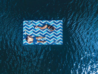 Wow Sports Inflatable Water Walkway Mat - Blue Chevron - 10 x 6 ft - Connects to Boats & Other Mats - for Kids & Adults