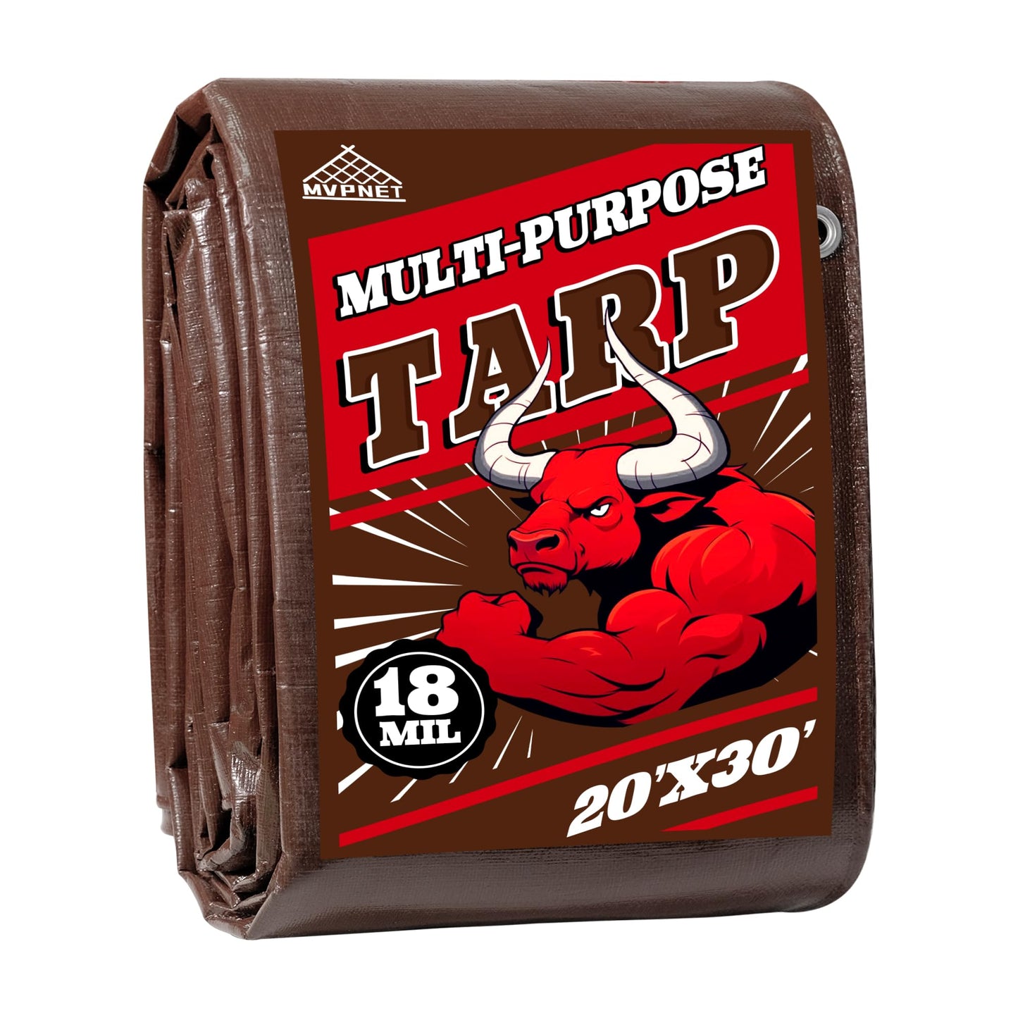 Tarp 20x30FT, 18 Mil Heavy Duty Large Tarps, Waterproof Tarp with Brass Grommets and Reinforced Edges, UV Resistant, Tear&Fade Resistant Poly Tarp for Outdoor Camping Pool Car Tent