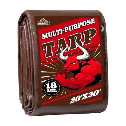 Tarp 20x30FT, 18 Mil Heavy Duty Large Tarps, Waterproof Tarp with Brass Grommets and Reinforced Edges, UV Resistant, Tear&Fade Resistant Poly Tarp for Outdoor Camping Pool Car Tent