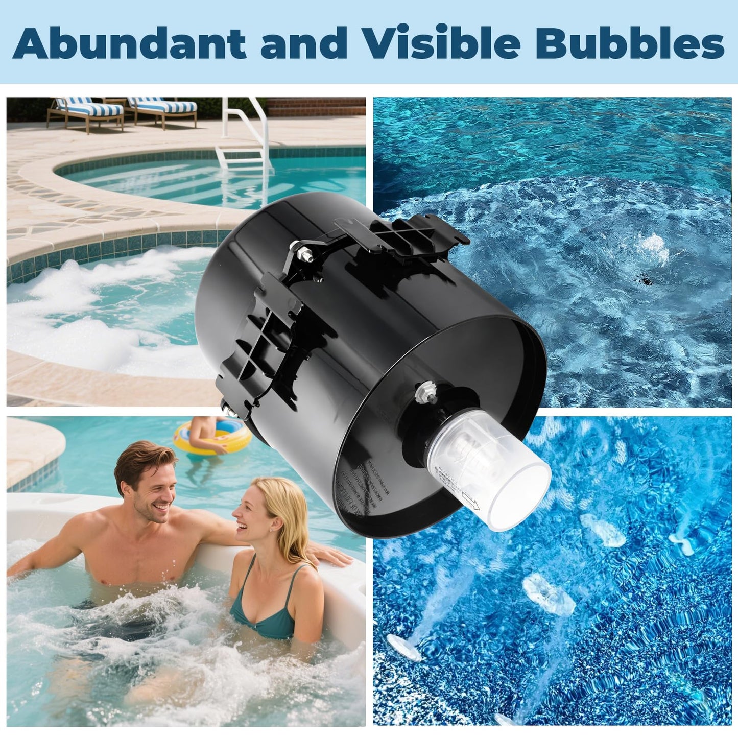 XHHEZQ 6315141 Silencer Spa Blower 1.5 HP 120 Volt 7.3 Amps Replacement for Air Supply, for use with 2 inch Plumbing, Quiet and Shock-Absorbing, Easy Installation, for Pool Hot Tub & Spa