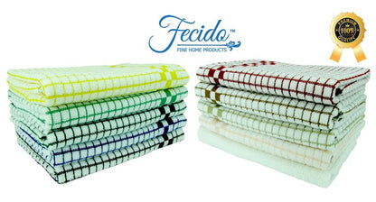 Fecido Classic Kitchen Dish Towels with Hanging Loop - Set of 4, Beige