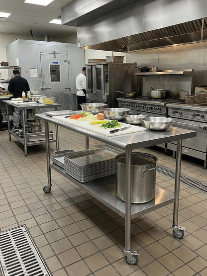 Atelicf All-Stainless Steel Prep Table, 24 X 36 Inch, with Casters and Adjustable Undershelf, Heavy-Duty Build for Outdoor Use,Restaurants,Hotels,Workshops,Kitchens,Gardens, and Garages
