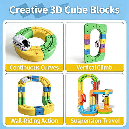 Electric Train Set 3D Magic Flexible Race Tracks for Kids Ages 3-8 81PCS Anti Gravity Race Track with Car STEM Educational Building Toy Gift for Boys &amp Girls