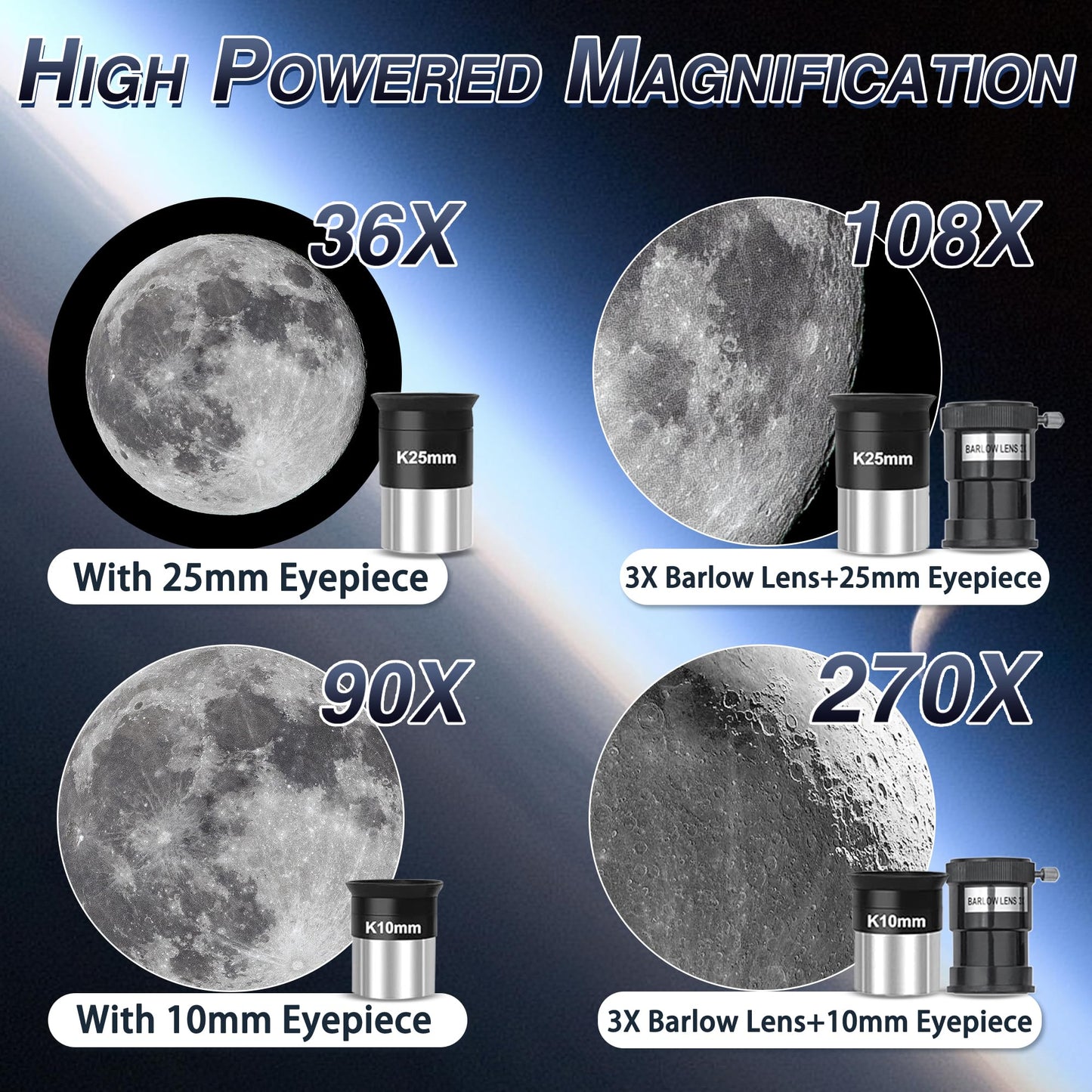 Hawkko Telescope, 90mm Aperture 900mm Astronomical Refractor Telescope for Adults High Powered - Multi-Coated Professional Telescopes for Astronomy Beginners with AZ Mount, Carry Bag, Phone Adapter