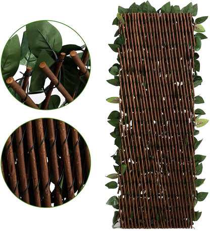 DOEWORKS Expandable Fence Privacy Screen for Balcony Patio Outdoor, 4PCS Faux Ivy Fencing Panel for Backdrop Garden Backyard Home Decorations