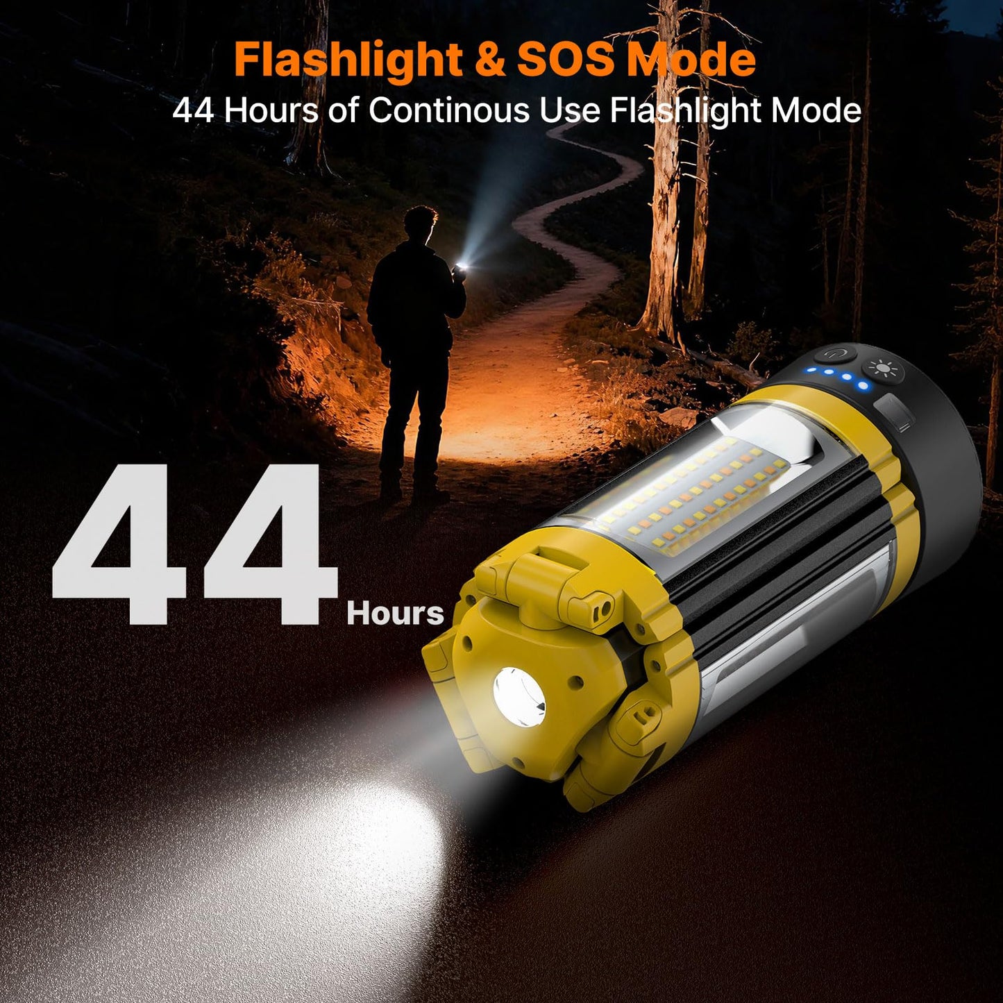 OGERY Camping Lights with Remote, 18000mAh Rechargeable Camping Lantern & LED Work Light, Detachable Tripod Stand up to 6.0 ft, 3 Lamp Heads for Camping Essentials & Emergency, Yellow