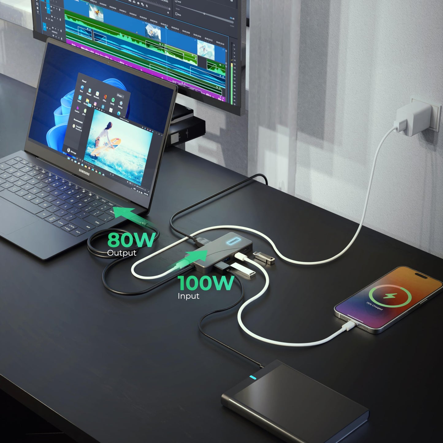SABRENT 4-Port USB 3.0 Hub with Individual LED Power Switches - Slim, Portable Design - 2 Ft Cable - Fast Data Transfer - Compatible with Mac & PC (HB-UM43)