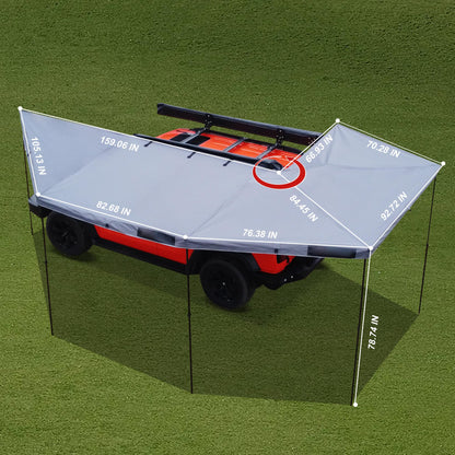 Naturnest 270 Car Awning Plus, Waterproof Windproof UV-Resistant Retractable Awning with LED Light for Camper, 270 Degree Manual Retractable Side Awnings for Truck, SUV, Jeep, Van - Driver Side