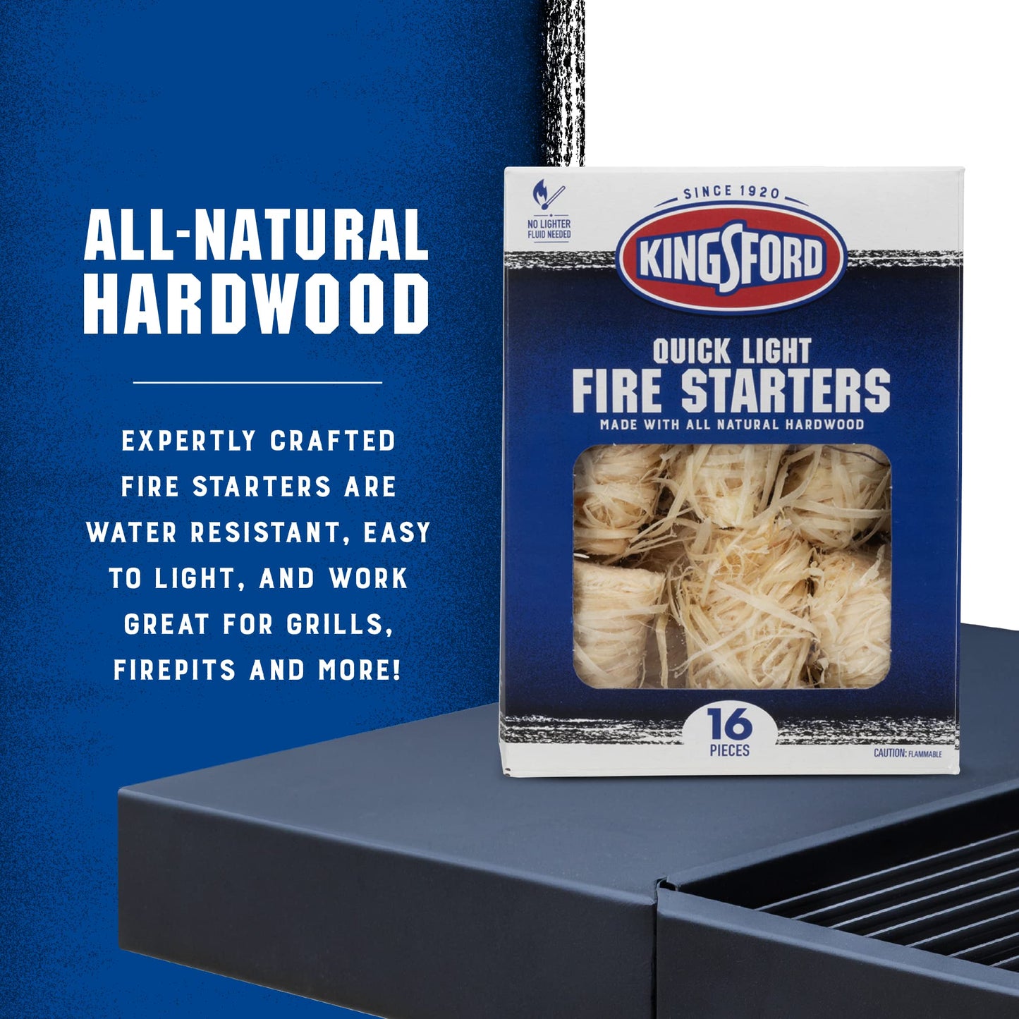 Kingsford Quick Light Fire Starter Rolls All Natural Hardwood Paraffin Water Resistant Easy Lighting Charcoal Pellet Grills Smokers Campfires 16 Count 24 Pack