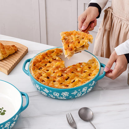 Wisenvoy Ceramic Pie Pan - Non-Stick Deep Dish Pie Plate | 9.8 Inches Porcelain Bakeware