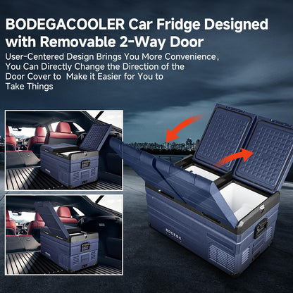 BODEGACOOLER 12 Volt Car Refrigerator,Dual Zone APP Control, Designed with Removable 2-Way Door Portable Freezer,79 Quart-4℉-68℉ RV Electric Cooler 12/24V DC and 100-240V AC for Camping,Travel,RV