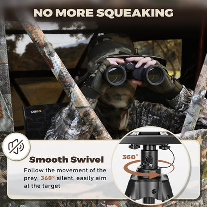 Kalkal Hunting Seat, 300lbs Silent Swivel Folding Chair for Blinds, Portable 360° Swivel with 4 Adjustable Legs