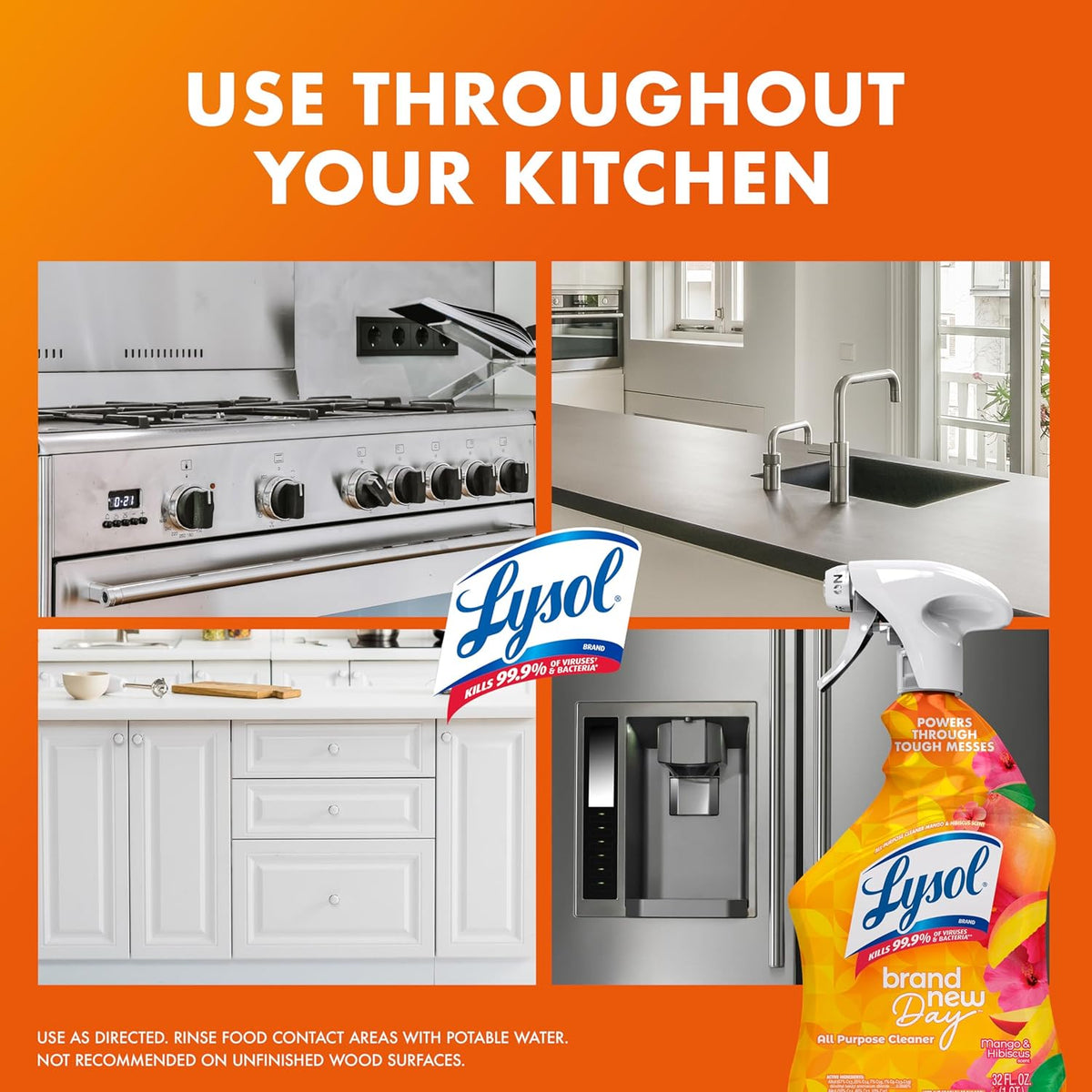 Lysol All-Purpose Cleaner Spray - Multi-Purpose Disinfectant for Kitchen & Bathroom | Mango & Hibiscus, 32 Fl Oz
