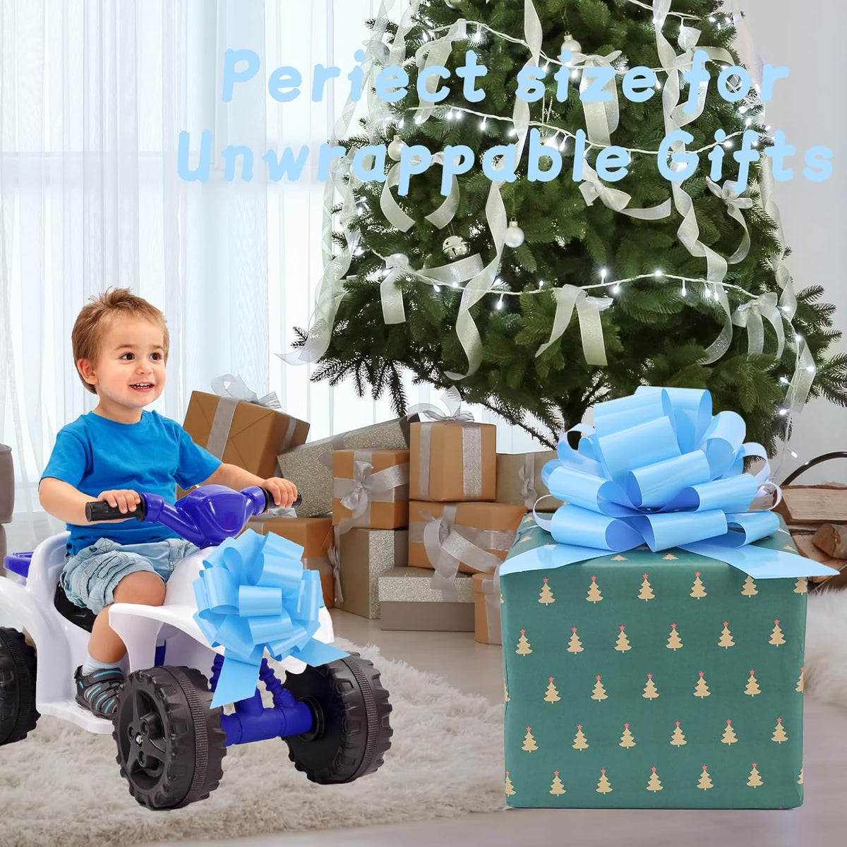 Pull Bow by Large | 12-Inch Light Blue Gift Bow Set - Perfect for Presents, Parties & Decorations