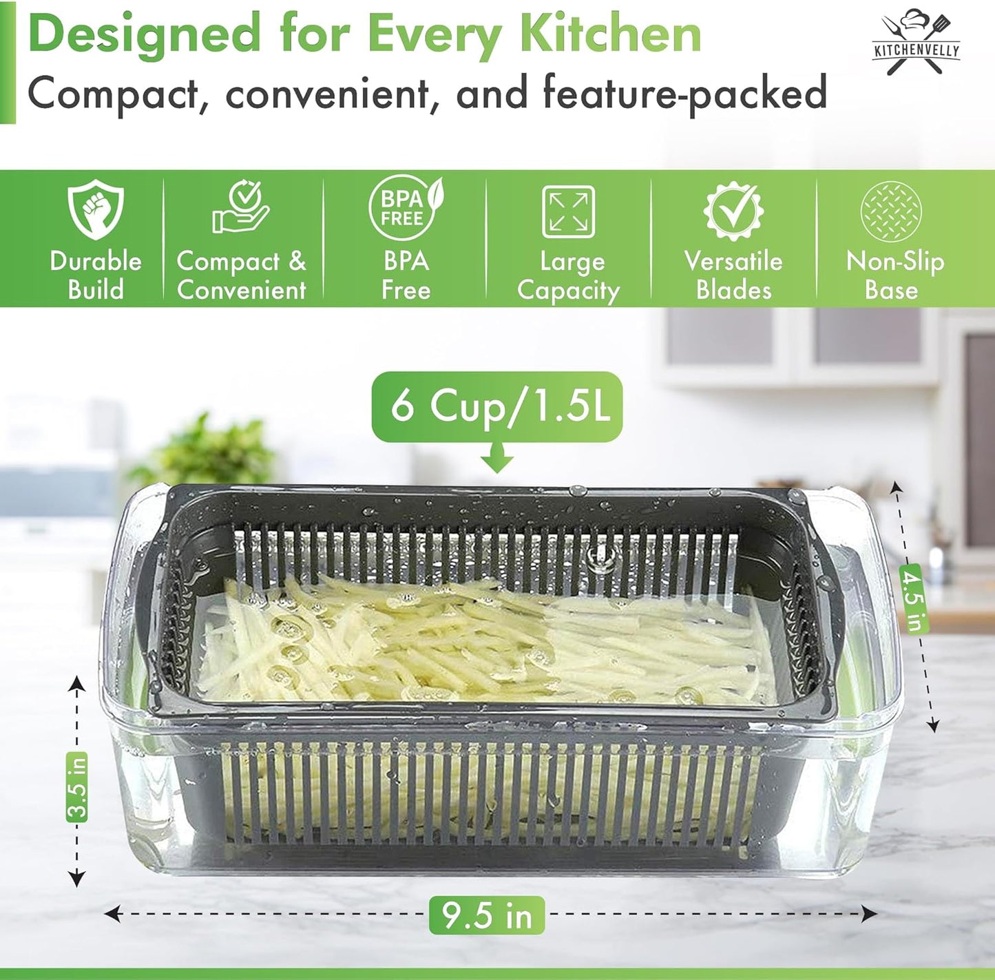Skiennix Vegetable Chopper - 16-in-1 Food Dicer with 8 Stainless Steel Blades | Easy Meal Prep Tool in Green