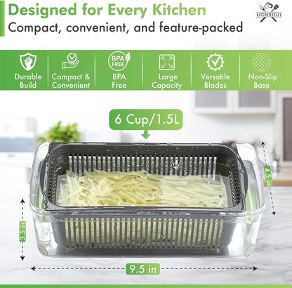 Skiennix Vegetable Chopper - 16-in-1 Food Dicer with 8 Stainless Steel Blades | Easy Meal Prep Tool in Green