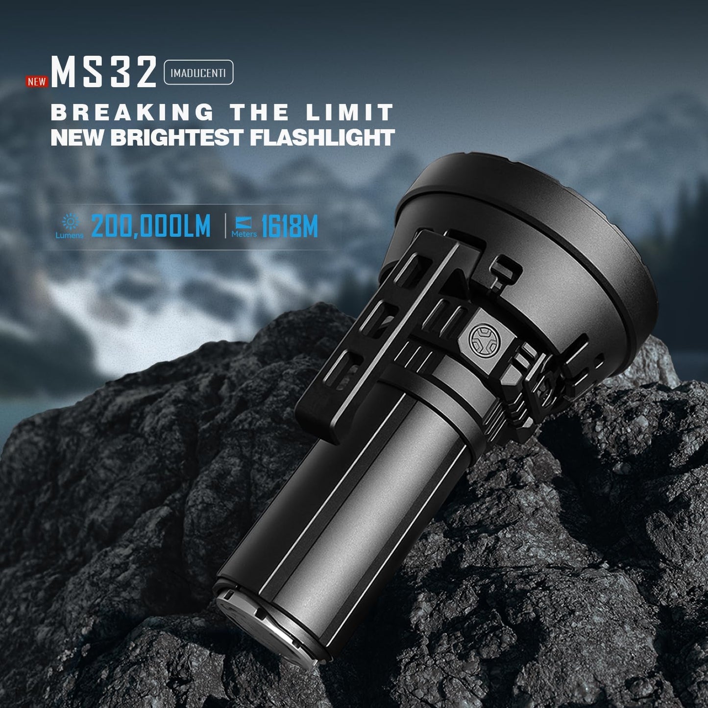 IMALENT MS32 Brightest Flashlight 200,000 Lumens 5,300 ft Beam, USB-C Rechargeable Ultra Bright Light with OLED Display & 8 Modes for Emergency, Search, Rescue
