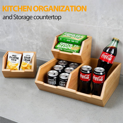 Pantry Storage Bins 3-Pack, Stackable Bamboo Containers for Potato & Onion Storage, Kitchen Organization & Decor (3pcs)