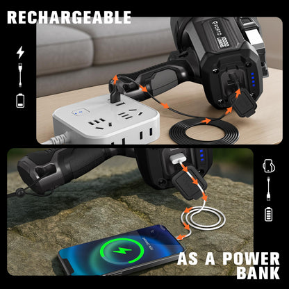 FORTO Rechargeable Spotlight 10,000 Lumen Ultra Bright IPX7 Waterproof Flashlight, Boat Spotlight with EVA Carrying Case Tripod, 7 Light Modes Handheld Spotlight Flashlight for Marine Boat Hunting