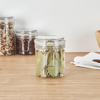 Restaurantware Food Container 20 Count 17 oz Plastic Airtight HInged Lid Jar Storage Canister Clear Wide Mouth