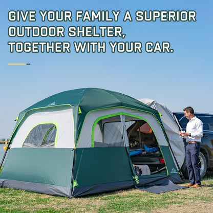 JELUCAMP SUV Tents for Camping 6 Person Waterproof, Car Family Camping Tent with Tailgate Attachment for SUV, Jeep, Truck with Cap, Easy Setup Large Tent for Outdoor Camping, Dark Green