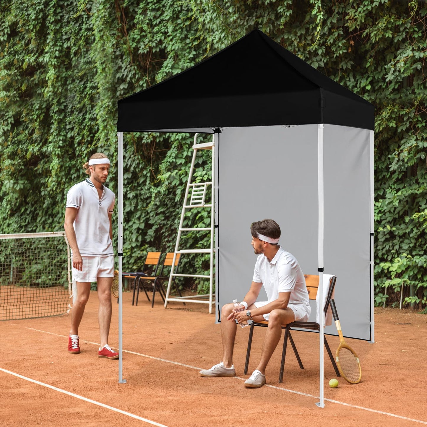 EAGLE PEAK Pop up Canopy 5x5, Outdoor Portable Canopy Tent with One Removable Sunwall, Carry Bag Included, Black