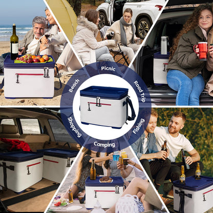 ADDIMOR 42 Can Collapsible Cooler Box, Versatile Insulated Leakproof Cooler Bag with Lids and 4 Cup Holder, Large Ice Chest for Beach Travel, Camping, Picnic