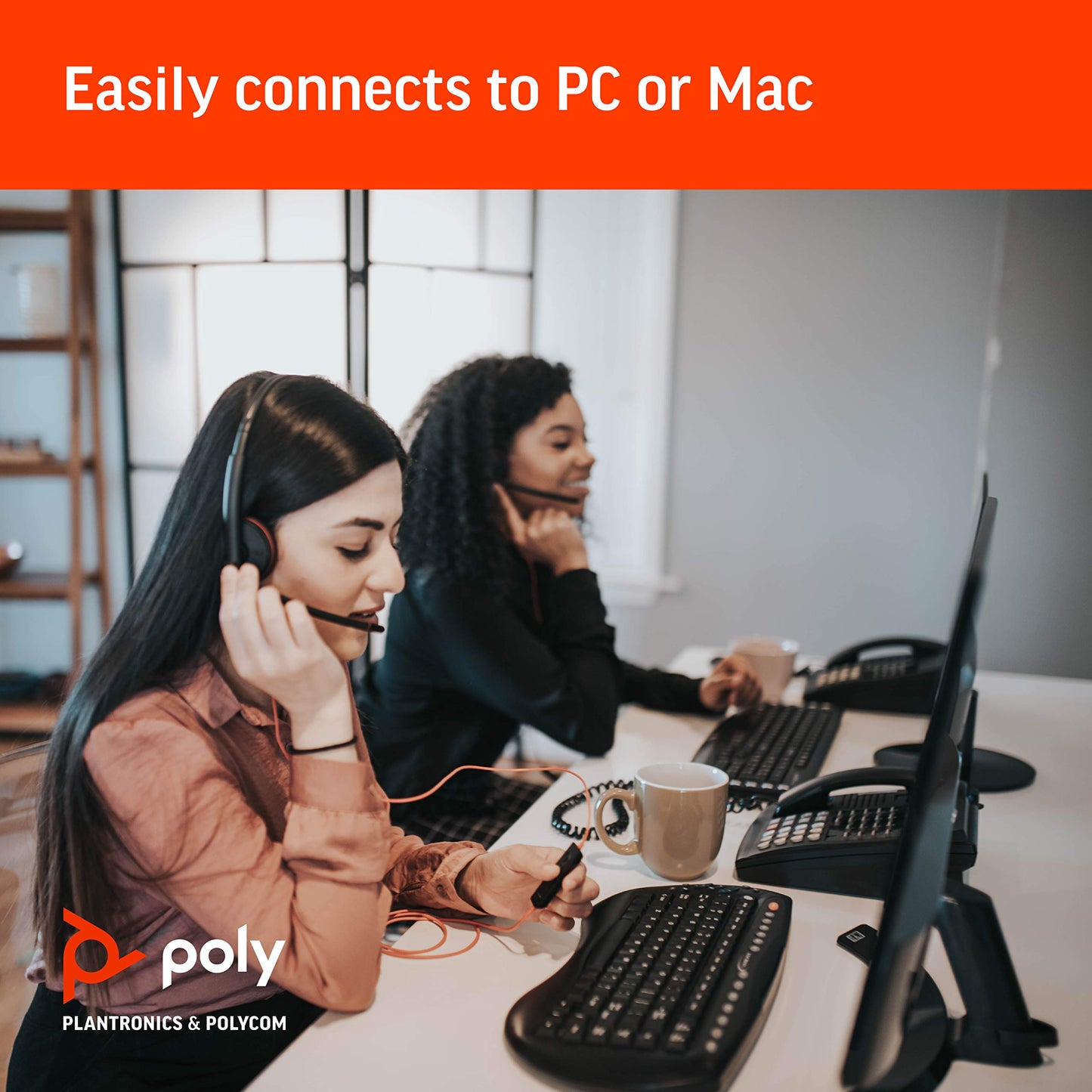 Plantronics - Blackwire 3210 - Wired, Single Ear (Monaural) Headset with Boom Mic - USB-A to connect to your PC and/or Mac